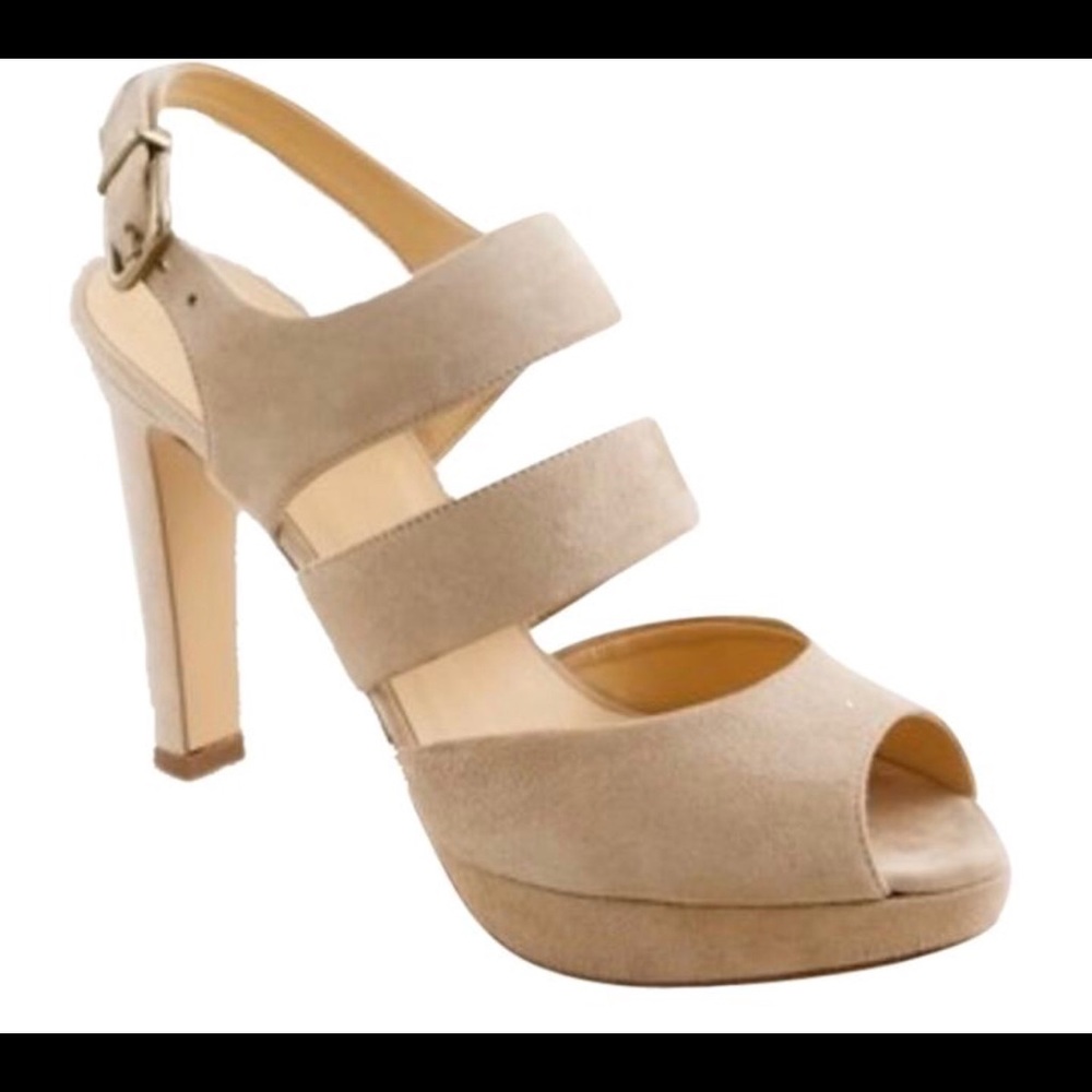 J Crew Beige Collins Suede Platform Sandals Heels
